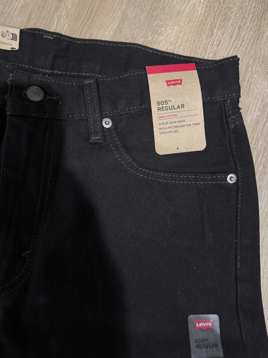 LEVIS STRAUSS 505 MEN BLACK REGULAR FIT JEANS PANTS COTTON