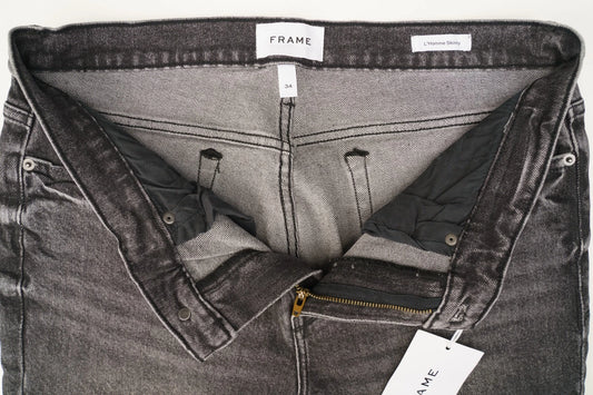 FRAME L'Homme Skinny Gray Jeans Slim Faded Stretch Denim Cotton Mid-Rise