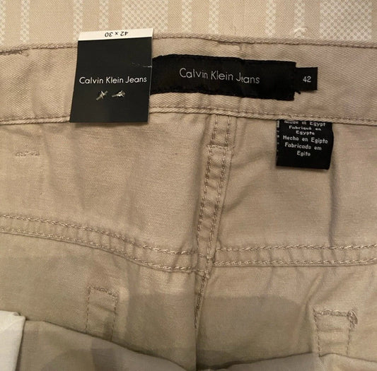 Calvin Klein Jeans Easy Fit Jeans Men’s New Oyster Tapered Leg Cotton