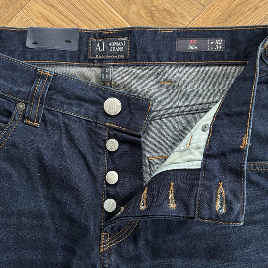 BNWT Emporio Armani Jeans J08 Slim Fit Denim Dark Blue Mens