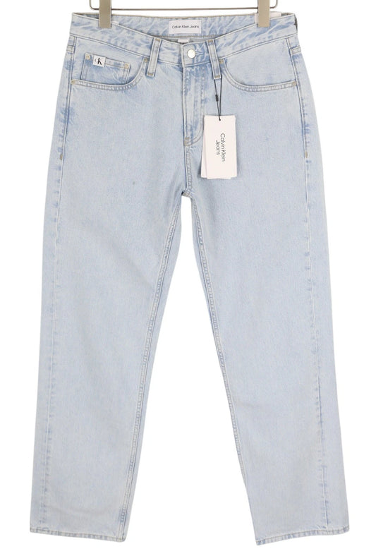 CALVIN KLEIN Straight Men Jeans Light Blue Washed Zip Fly Denim