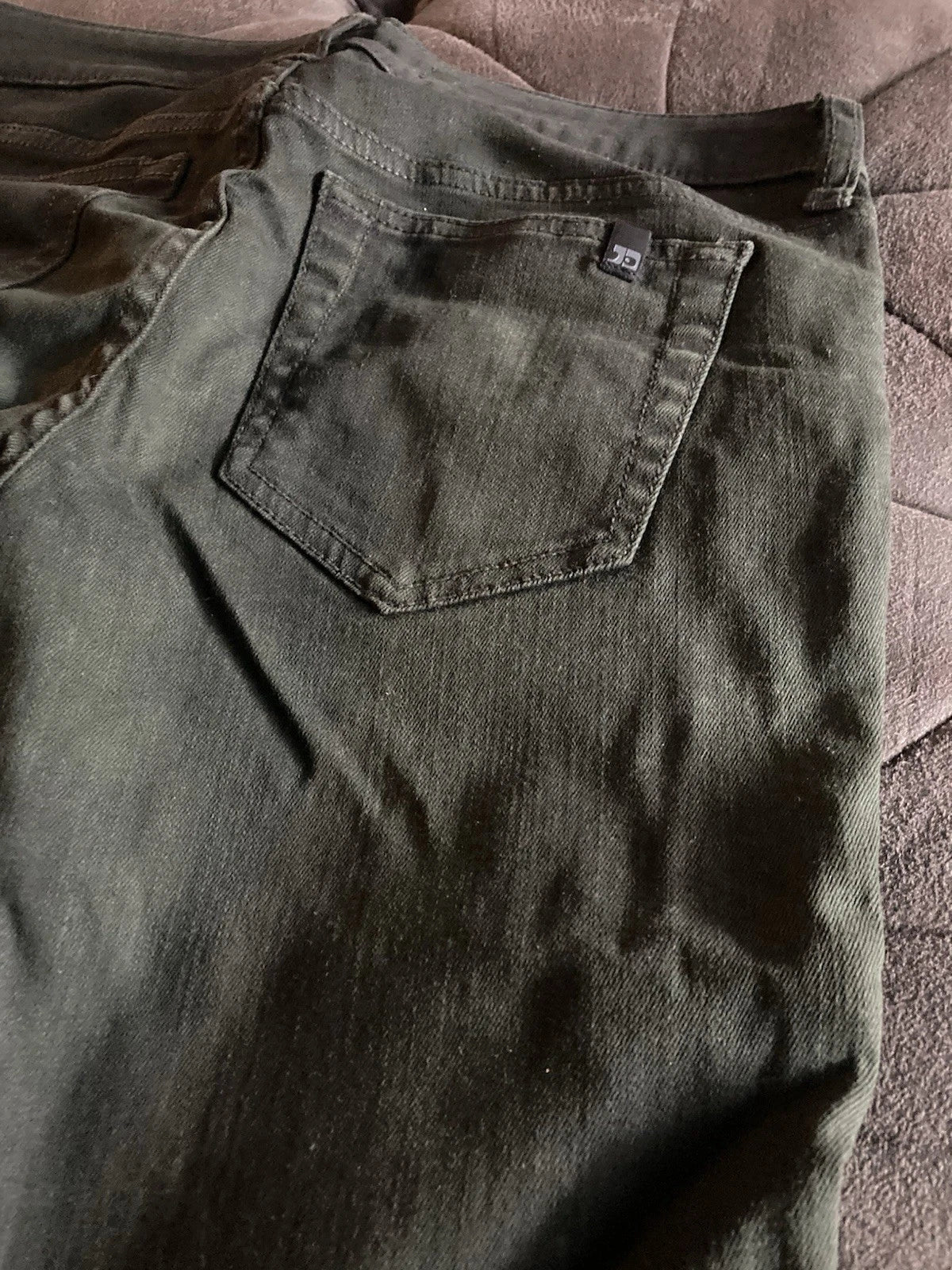 Joe's Jeans. Skinny Denim Pants. Dark Green waxy stretch denim