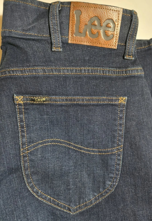 Lee Mens Active Stretch Straight Taper Dark Wash Blue Jeans