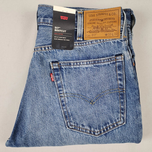 Levi's 517 Jeans Mens Bootcut Blue Denim Non-Stretch Zip Fly
