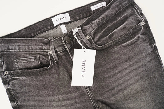 FRAME L'Homme Skinny Gray Jeans Slim Faded Stretch Denim Cotton Mid-Rise