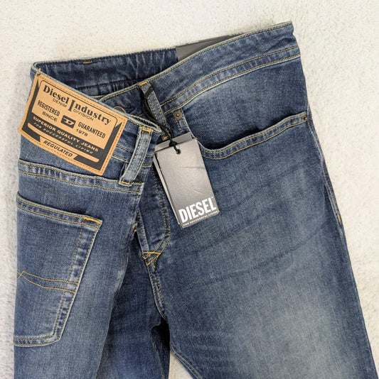 NWT DIESEL Men's BUSTER REGULAR TAPERED STRETCH JEANS RE062 BLUE