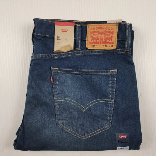 Levi's 514 Jeans Mens Straight Fit Blue Denim Stretch Zip Fly