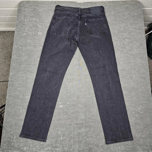 Levis 511 Jeans Mens Black Slim Fit Made & Crafted Paint Splatter Denim
