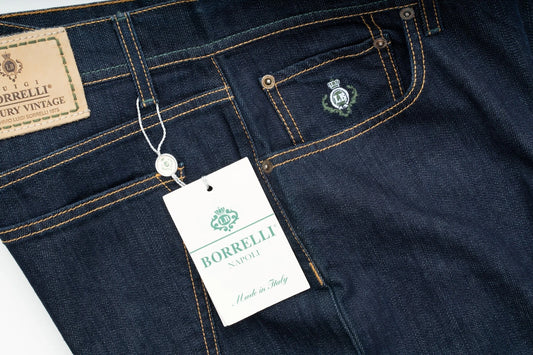 LUIGI BORRELLI Blue Jeans Cotton Regular Dark Wash Fit Denim Collection