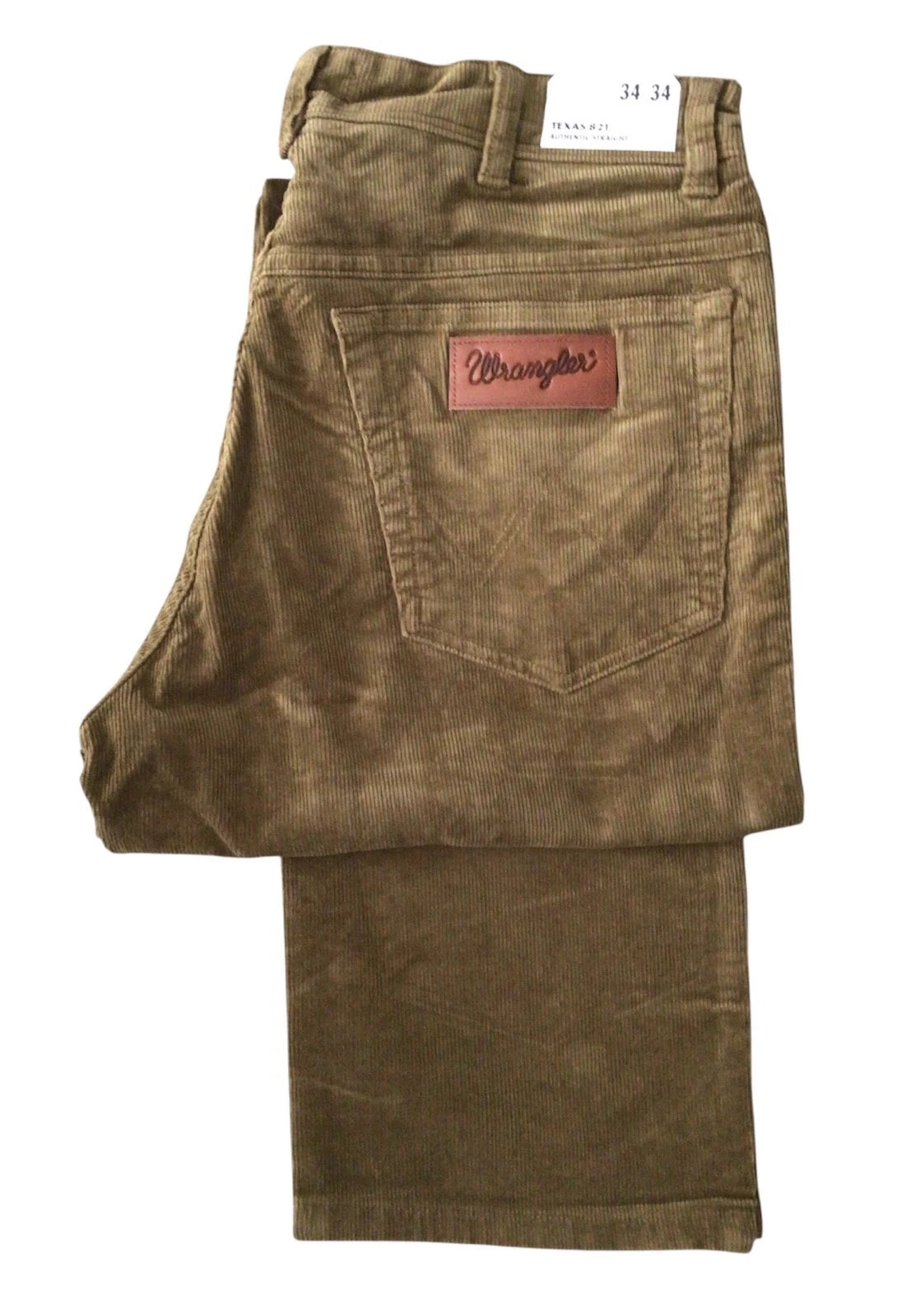 MENS WRANGLER TEXAS REGULAR FIT CORD PANTS / CORDUROY JEANS ZIP FLY - KANGAROO