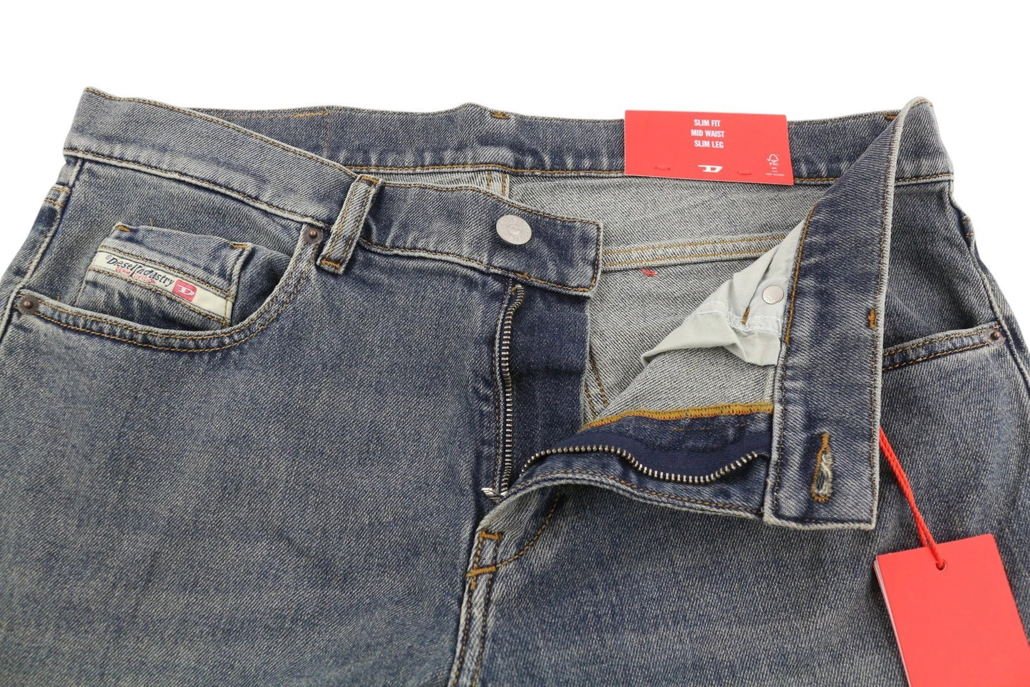 DIESEL D-Strukt Men's Jeans Slim Fit Blue Washed Zip