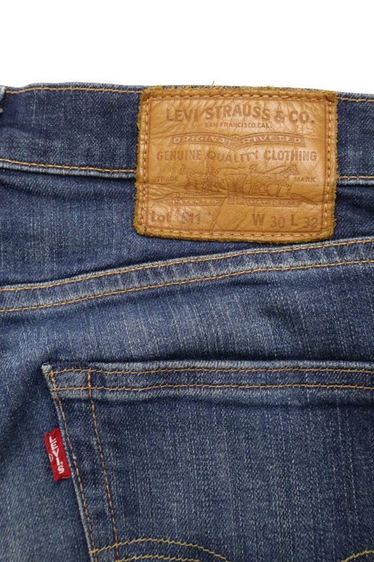 LEVI'S 511 Premium Big E Jeans Men's Slim Fit Whiskers Faded Denim