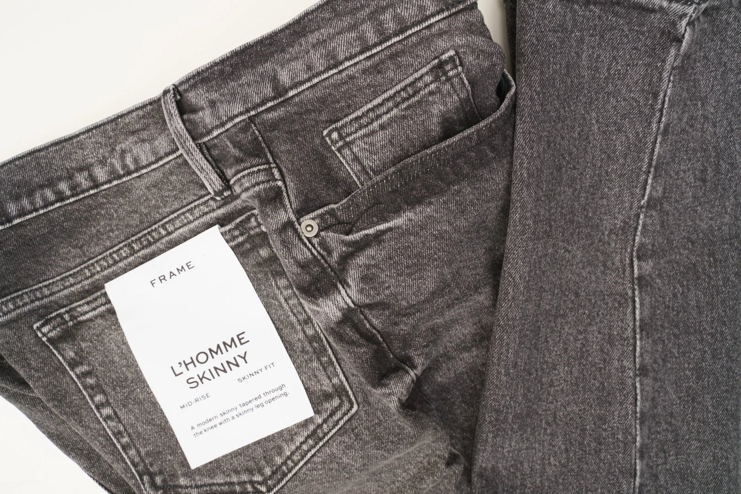 FRAME L'Homme Skinny Gray Jeans Slim Faded Stretch Denim Cotton Mid-Rise
