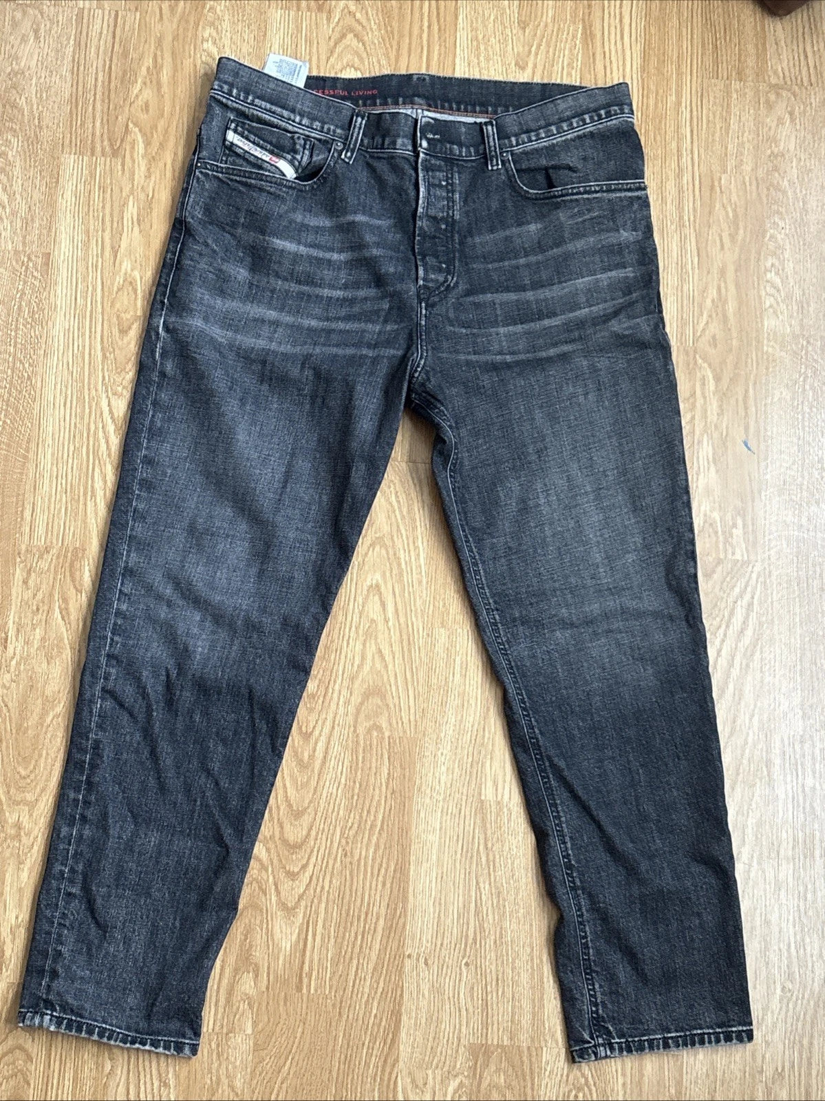 Diesel Viker Men's Jeans Gray, Button Fly, Faded, Straight