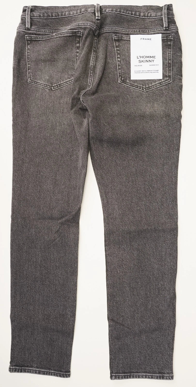 FRAME L'Homme Skinny Gray Jeans Slim Faded Stretch Denim Cotton Mid-Rise