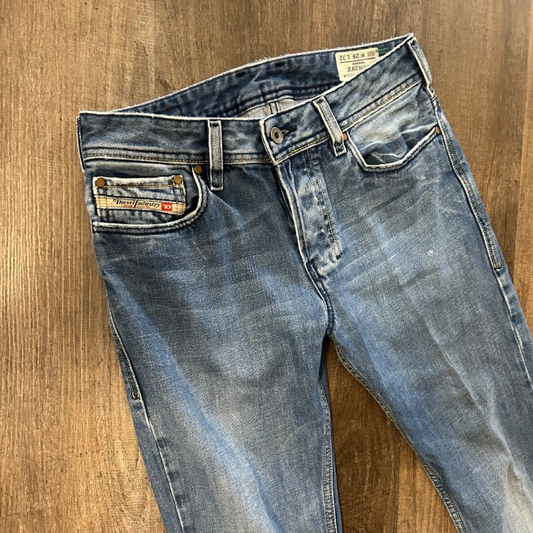 Diesel Zathan wash authentic distressed bootcut jeans
