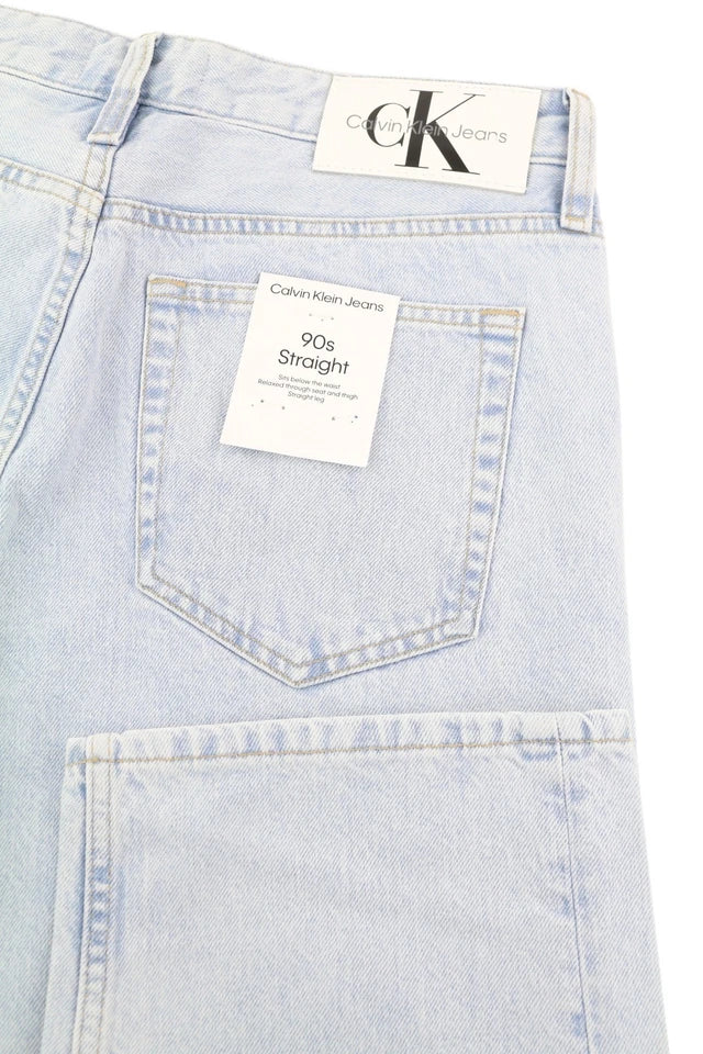 CALVIN KLEIN Straight Men Jeans Light Blue Washed Zip Fly Denim