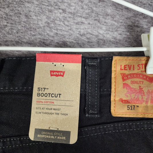 Levi's 517 Jeans Mens Bootcut Black Denim Non-Stretch Zip