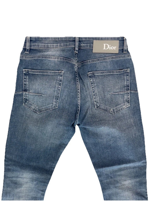DIOR Homme Men’s Slim Fit Jeans Blue Denim Button Fly